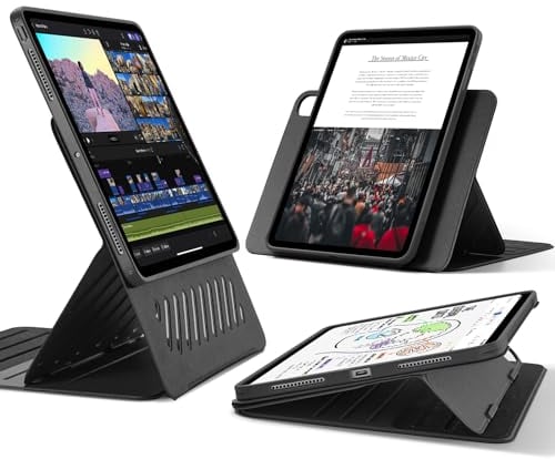 ESR Funda para iPad Pro 13 Pulgadas (2024), Funda Giratoria con Tapa Magnética Extraíble, Soporte Ajustable Vertical/Horizontal, Visión de Pantalla Elevada, 9 Ángulos, Serie Shift, Negro