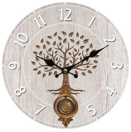 ZAMBIASI Orologio da parete tondo in legno con pendolo albero della vita…