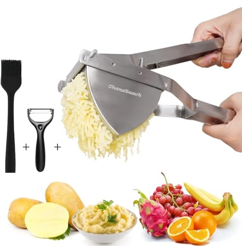 OhanaBeach® Schiacciapatate professionale in acciaio inox. Manico in acciaio spesso. Per schiacciare patate, verdure e frutta。passatelli attrezzo。schiacciapatate acciaio inox。kartoffelpresse