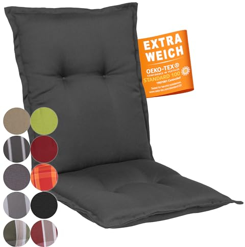 gardisun Gartenstuhlauflagen Niedriglehner I Extra Dicke Sitzauflagen I Made in Europe I Ideale Stuhlauflagen für Niederlehner Gartenstuhl I Auflagen mit extra hoher Lichtechtheit I 6er Set Anthrazit