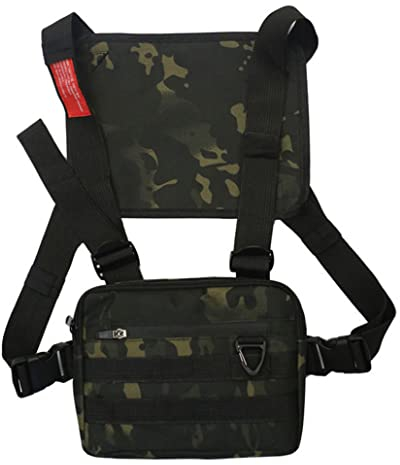 Weduspaty Brust -Rig -Beutel Multifunktionaler Taille Vorderbeutel Weste Taillenbeutel für Wanderungen zum Wandern Camping -Tarn, Brusttasche