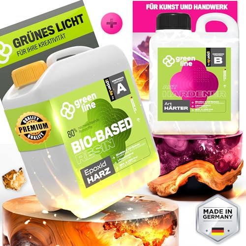 epoxid1® Epoxidharz mit Härter Green Line Art 2,1kg | glasklar & blasenfrei | ideal zum Basteln & Gießen von Resin Art | Kunstharz Set für Anfänger & Profis | Premium Qualität Made in Germany