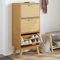 CINDERFUL Schuhschrank Braun 55x35x120 cm Massivholz Kiefer,Rustikaler Schuhschrank aus massivem Kiefernholz mit viel Stauraum