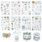 Sticker Geburtstag (225 Aufkleber) Vintage Sticker Set für Gästebuch, Fotoalbum, Geburtstag und Wedding Deko Fotoalbum Sticker, Geburtstag Deko voller Liebe (Grün)