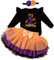 Kunyeah 3Pcs Baby Mädchen Halloween Outfit Kleinkind Druck Strampler Kleid Bogen Tutu Rock mit Stirnband Neugeborenes Thanksgiving Bodysuit (My First, 9-12Monate)