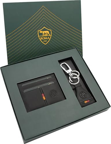 AS Roma 163448 Roma, Set mit Kartenhalter und Schlüsselanhänger, Unisex, Erwachsene, Schwarz, 20 x 15 x 3 cm