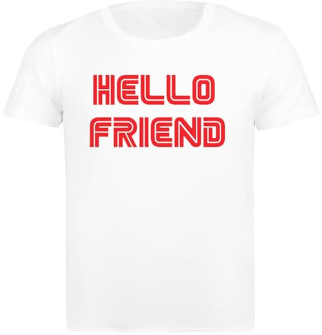 Udaytee Mr Robot Hello Friend T-Shirt Basica da Uomo in Cotone Bianco