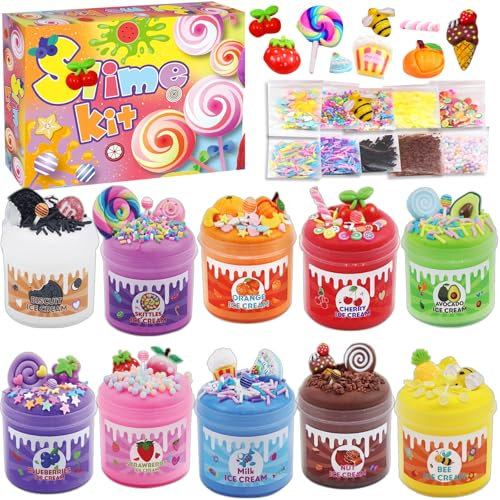 Kinyoda Set di Slime per Bambini,Kit Fai Da Te Giocattolo Antistress, Slime Morbido con 30 Accessori,Fluffy Slime Set,Super Elastico e Non Appiccicoso, Bomboniere per feste Slime per ragazze e ragazzi