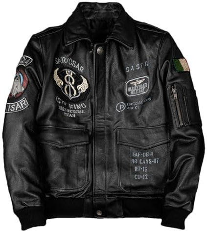 Tuta Da Volo Da Uomo Cappotto In Vera Pelle Giacca Da Motociclista Con Ricamo Indiano In Pelle Di Vacchetta Black XXL