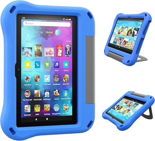 ODQQDO Suitable for Amazon Fire 7 Kids(12th Generation, 2022 Release) 7 inch Multi-angle Adjustment Thicken Shockproof,Blue
