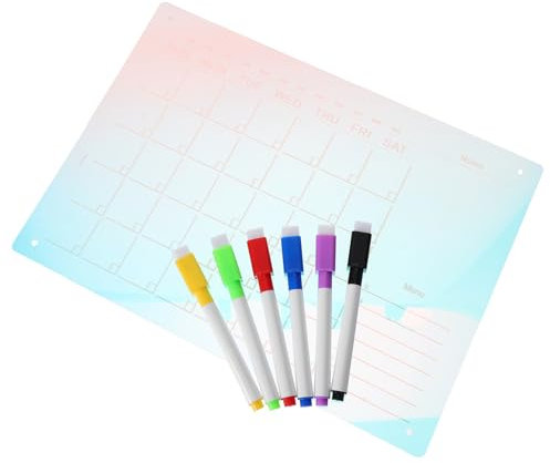 Tofficu 1 Set Trocken Abwischbarer Kalender Kühlschranktafel Acryl Magnetische Wandtafel Planertafel Für Kühlschrank
