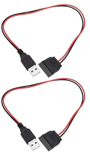 The Lord of the Tools 2 Pièces Câbles d'alimentation SATA 15 Broches vers USB 2.0 de 30 Cm 5V 2A SATA HDD SSD Adaptateur Prend Uniquement en Charge Les Pilotes de Disques Durs 2,5