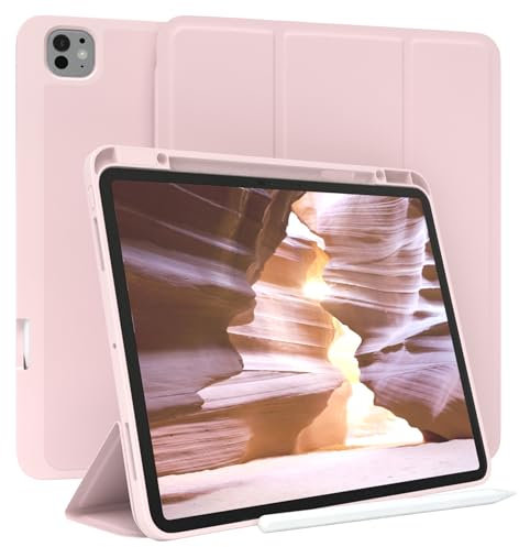 EAZY CASE - Custodia protettiva con supporto per stilo per iPad Pro 13 (2024) Custodia Copertura per tablet Touchpen Smartcase staccabile Pieghevole Auto Sleep Wake Up in Rosa