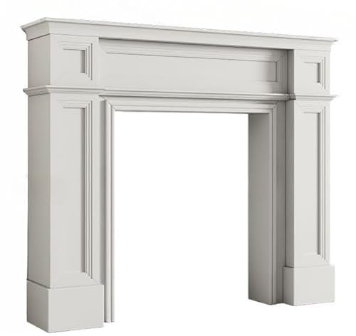 TT-YEC Solid Wood Vintage Fireplace Decorative Frame, Mantel Surround, Fireplace Furniture, Living Room Hallway Storage Mantel, Fireplace Surround Storage Unit, White/Original Wood Color,A90×20×100CM