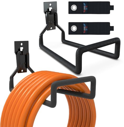 3-H Supporto per tubo da giardino, set da 4 pezzi, supporto per tubo da giardino, per tubo da giardino, gancio per tubo dell'acqua, cavo di prolunga per carichi pesanti, gancio da parete per garage