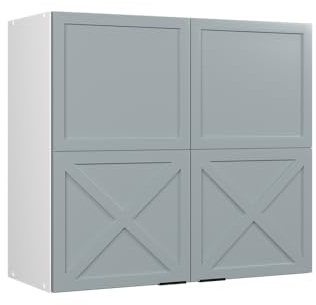 Vicco Küchenglasschrank Fame-Line, Hellblau-grau, 80 cm, zur Kombination mit weiteren Modulen der Fame-Line Serie