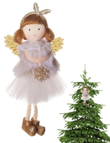 Fukamou Angel Christmas Tree Ornaments - Plush Christmas Dolls Decorations,Soft Stuffed Angel Doll Craft Fairy Pendant for Home Decor Kids Girl