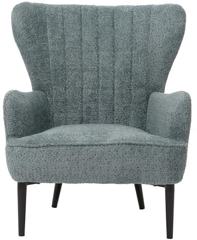 Lounge-Sessel HWC-K37, Cocktail-/Ohrensessel Polsterstuhl Retro Vintage Stoff Chenille (500g/m²) Öko-Tex - blau-grün