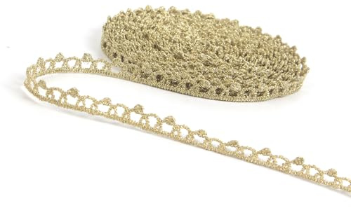 Spitzenbordüre Goldene Spitzenborte Spitze Borten zum Nähen für DIY Handwerk Kleidung Zubehör Dekor (Gold #75（10Yards）)