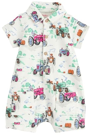 NEXT Cath Kidston Baby Jungen Standard Strampler aus 100% Baumwolle Ecru Tractor Printed Collared 74-80
