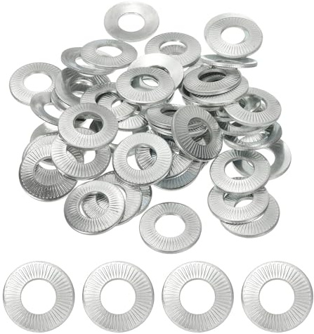 PATIKIL M12x26x1.8mm Flat Washers 50Pcs 65Mn Steel Belleville Spring Disc Washer Conical Knurled Metric Gasket for Automotive Industrial Construction (White Zinc Plating)
