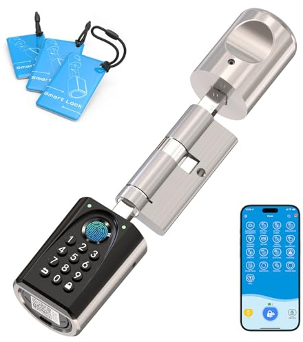 WELOCK ToucA51 Pro Serratura Smart,Serratura Impronta Digitale con Password,Carte RFID e APP,serratura elettronica WiFi,Cilindro 40x30 per porte da 50 a 100mm,Smart Lock Facile Installazione