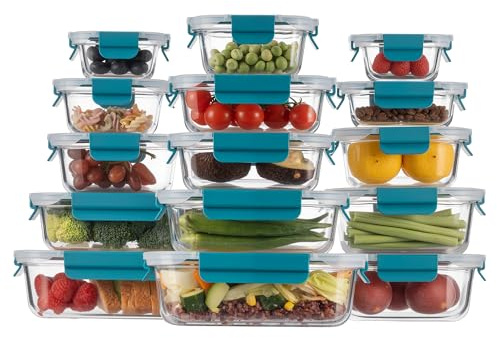 GENICOOK Frischhaltedosen aus Glas,Glasbehälter mit deckel meal prep boxen glas Borosilikatglas luftdicht Mikrowellen Ofen Gefrier&Spülmaschinenfest Ideal für Meal Prep Familie Büro Küchenaufbewahrung
