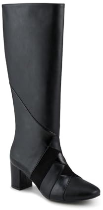 Pavers Block Heel Faux Leather Long Boots - Black Size 8