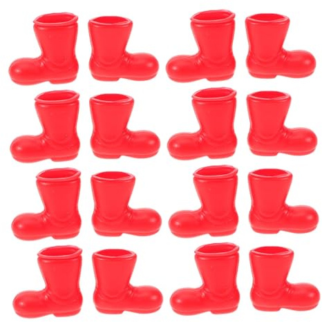Levemolo 100 Stück Mini Weihnachtsstiefel Kunststoff Santa Schuhe Rot Miniatur Nikolaus Stiefel zum Basteln Puppenhaus Weihnachtsdekoration DIY Christbaumschmuck Tisch Raumdeko