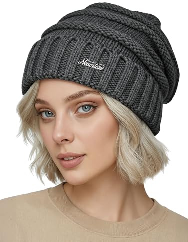 Neverless® Damen Strickbeanie Slouchy Strickmütze ohne Bommel Wintermütze mitUmschlag ungefüttert Grobstrick