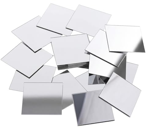 25 Stück Mini Spiegel, 5 × 5 cm Acryl Spiegelfliesen Selbstklebend Quadratische Kleine Spiegel Aufkleber Mosaik Klebespiegel Dekoration für DIY Wand Deko, Badezimmer, Küche, Handwerkskunst, Tisch