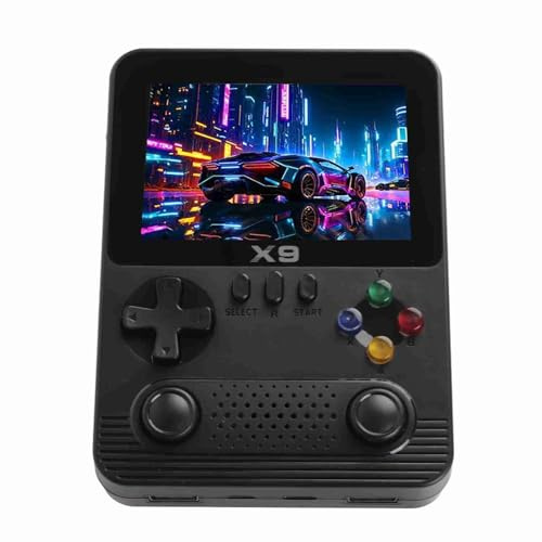 Hamwesh Console di Gioco Portatile, Joystick 3D, Scheda 32G, Schermo a Colori IPS da 3,5 Pollici, Supporta 11 Emulatori, con modalità Doppio Giocatore, per gli Appassionati di Giochi retrò (BLACK)