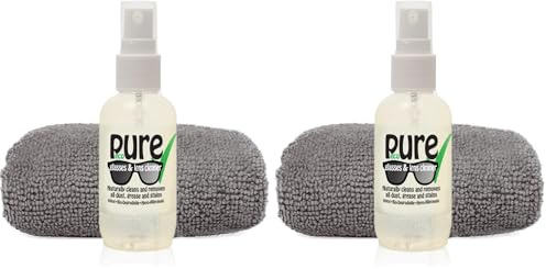 Glasses and Lens Cleaning Kit - Eco-Friendly, Bio Degradable and Hypo Allergenic Ingredients. Naturally removes All dust, Grease, Marks and Stains Without harming The Coating. (Pack of 2)