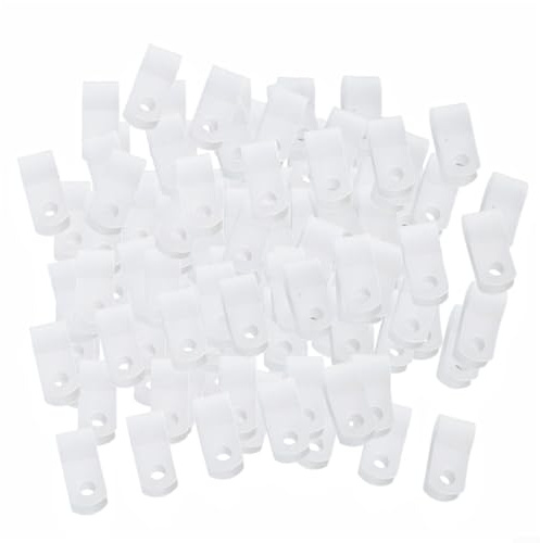 Nexbrill Dutch Oven Lid Protector Clips 100 Pcs Plastic Bumpers for Stacking Storage Display Pot Pan Support Secure Grip Kitchen Organizer 21x9.5mm(White)
