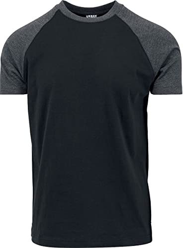 Urban Classics Herren Raglan Contrast Tee T Shirt, Black/Charcoal, L EU