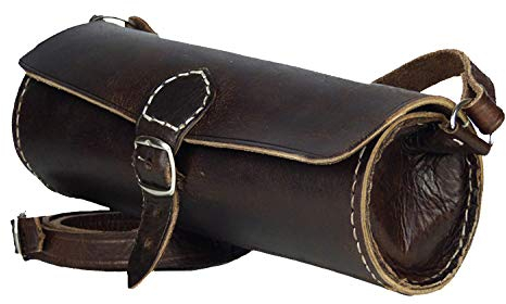 Simandra Leder-Tasche „Laffa“ rund 24x10cm dunkelbraun • marokkanische Umhängetasche • Handtasche 100% Handarbeit • verstellbarer Schultergurt • 2 Fächer Lederhandtasche Tragetasche