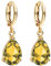 MYA art Damen Goldene Creolen Ohrringe Hängend Ohrhänger mit Zirkonia Stein Tropfen Oval Anhänger Gold Vergoldet Gelbgold Citrin Gelb MYAGOOHR-39