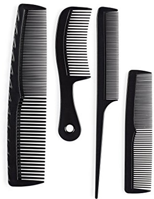 Manicare Lot de 4 peignes (peigne à mèches, peigne de poche, peigne démêlant et peigne de coupe) pour tous les types et toutes les longueurs de cheveux, antistatiques, pour coiffeurs professionnels