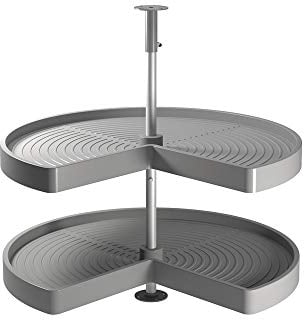 Emuca - Schwenkbeschlag mit Tablarboden für Küche Eckschrank, eckschrankdrehbeschlag 3/4 von Ø710mm für Eckschrank mit Breite 800mm, Grau