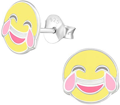 Monkimau Mädchen Ohrringe Emoji Ohrstecker aus 925 Sterling Silver Silber