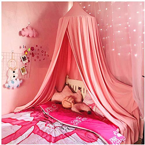 YOUCAI Betthimmel Baldachin für Kinderzimmer Bettvorhang Babyzimmer Deko Spiel Zelt Schlafzimmer Moskitonetz für Kinderbett Pink 2(Höhe:2.5M)