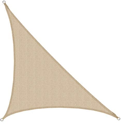 AMANKA Toldo UV - HDPE 4,2x4,2x6 Vela de Protección Solar Triangular - Techo Balcón Jardín Beige