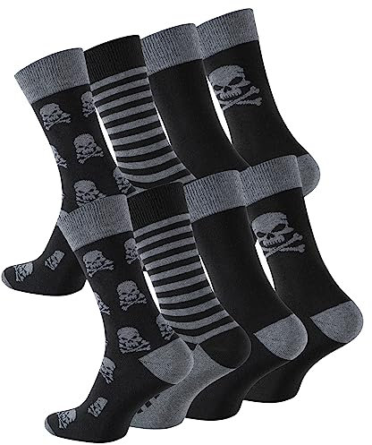 Cotton Prime 8 Paar Herren Socken Totenkopf, Skull Socks, Gemusterte Baumwollsocken, Gr. 39-42