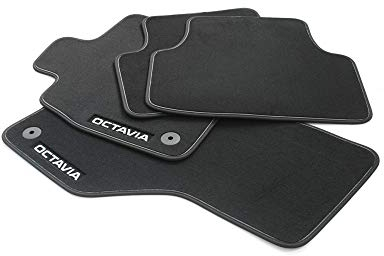 Skoda 5E4061270A Prestige Textil Fußmatten Velours 4X Stoffmatten schwarz/grau, mit Octavia Schriftzug