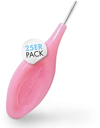 25 Stück: ORAL PREVENT Interdentalbürsten - Zahnreinigung für die Zwischenräume - Zahnzwischenraumbürste - Zahnstein-/Kariesprävention - Rosa - 0,40 mm - ISO 0
