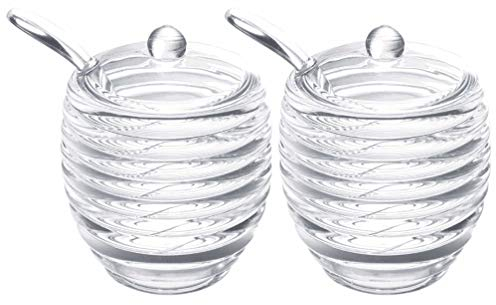 2 Stück Klares Lebensmittelvorratsglas Honigglas Honigbienentopf Honigspender Marmeladenglas mit Löffel Zur Aufbewahrung Kaffeebohnen Snacks Süßigkeiten