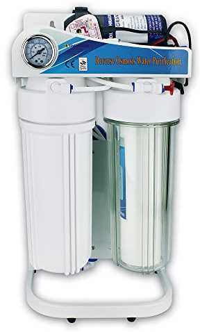 Finerfilters 5 Stage Pumped RO Water Filter System for Aquarium and Dental with Inline TDS Meter and Dual DI Resin (100GPD)