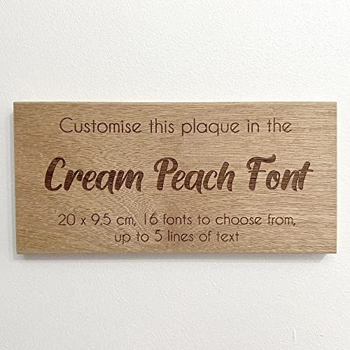 Cutncraft Designs Personalised wooden plaque/sign bespoke childs bedroom door/custom text - Cream Peach Font (20x9.5 cm / 8x3.7 inch)