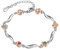 ALBERTBAND Bracelet Fleur Rose Personnalisé avec 1-6 Noms et Pierres de Naissance Simulées Bracelets à Breloques Réglables en Argent pour Femmes Femme Filles Saint Valentin Noël (#2-4 names)
