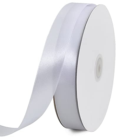 TONIFUL Satinband weiß 25mm, 91 Meters Dekoration Geschenkband Fein Schleifenband, Stoffband für Hochzeit, Taufe und Geburtstag Geschenke Der Valentinstag Verpackung von Geschenken